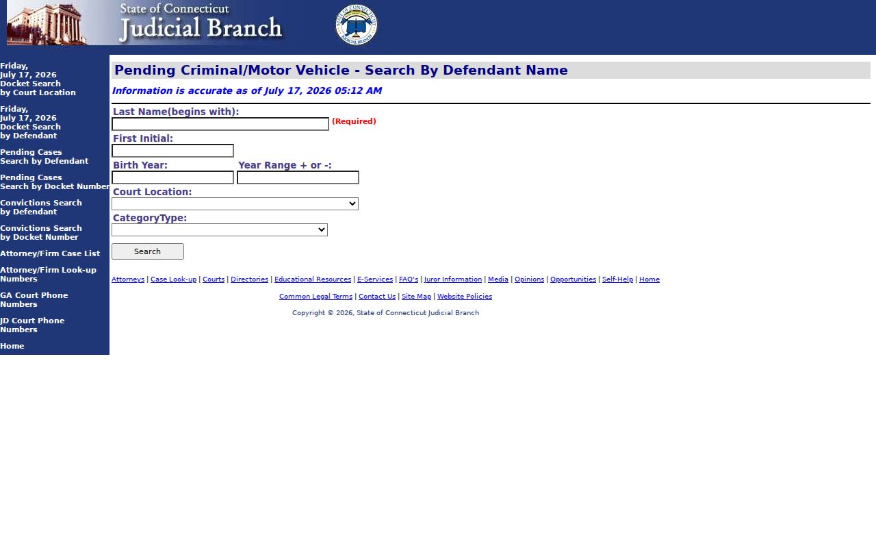 Pending defendant search for Manchester Town criminal cases