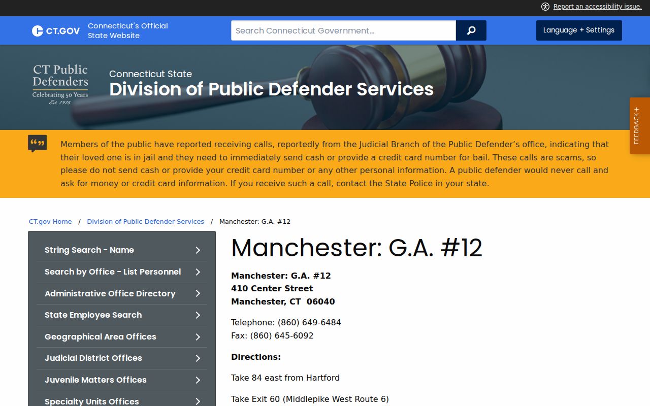 Manchester GA12 public defender contact for court record context